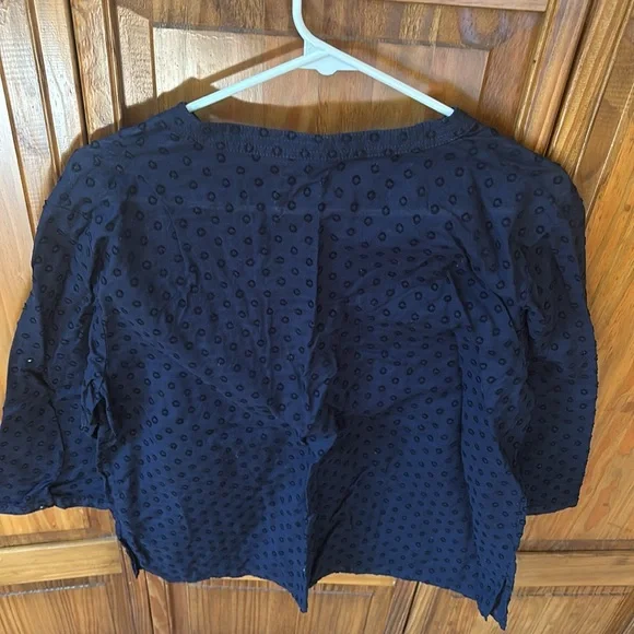 Talbots Midnight Blue Textured Top with Ruffles - Picture 5 of 6